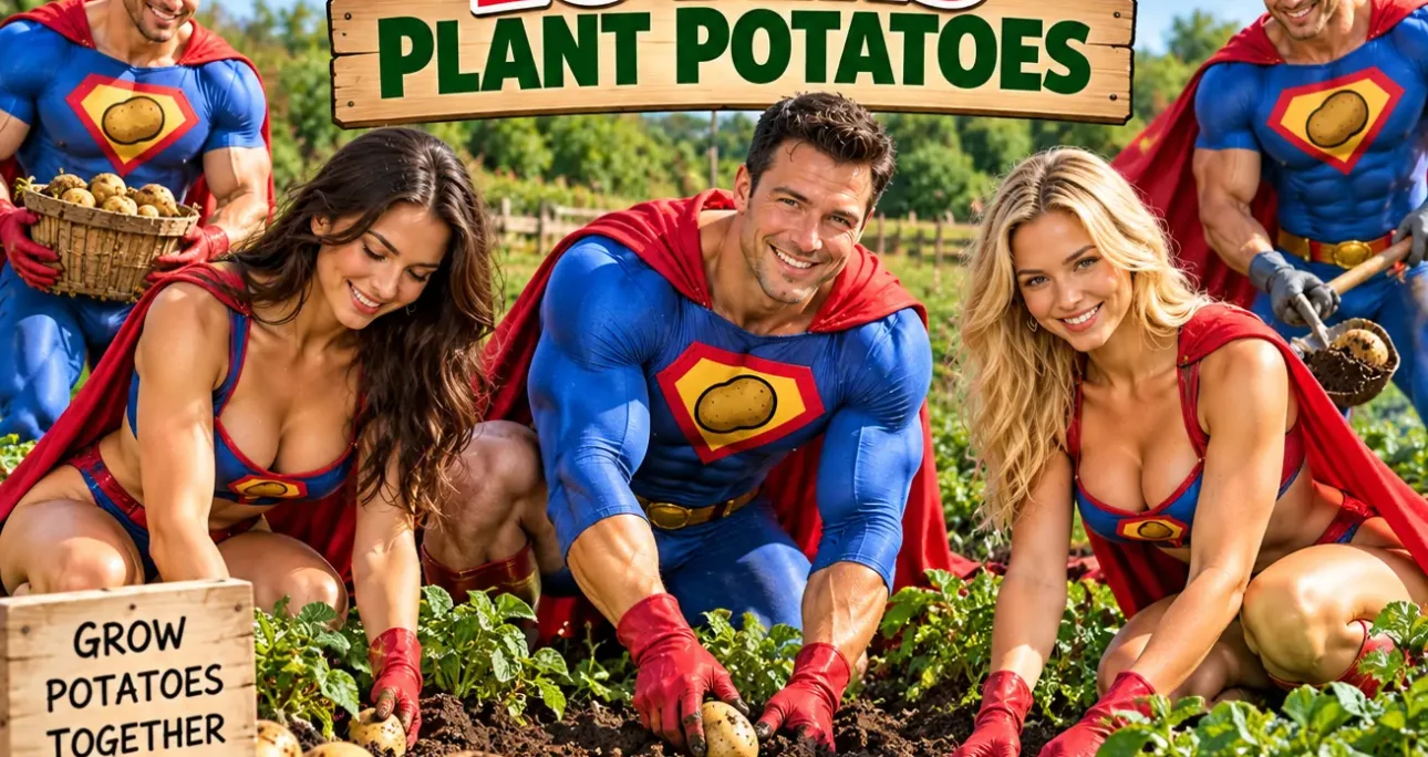 Supermen lovers plant potatoes