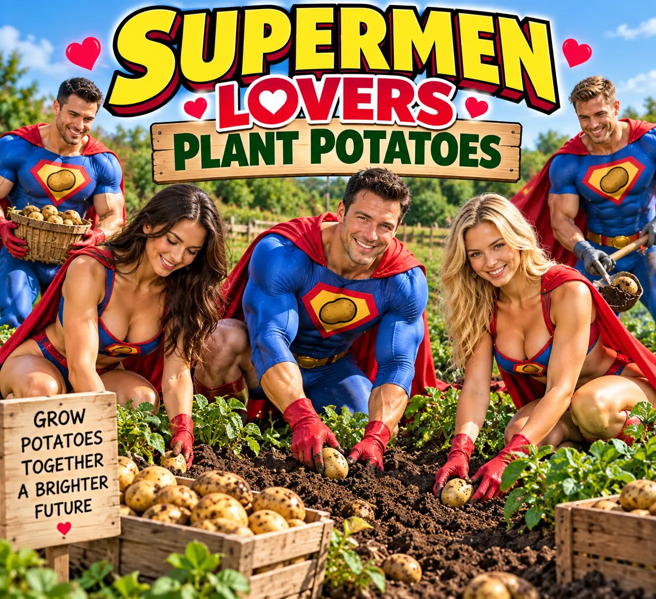 Supermen lovers plant potatoes